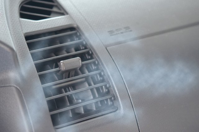 Car air vent circulating indoor air containing odors and VOCs