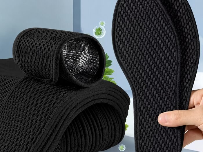 Activated carbon shoe pad inside a running shoe