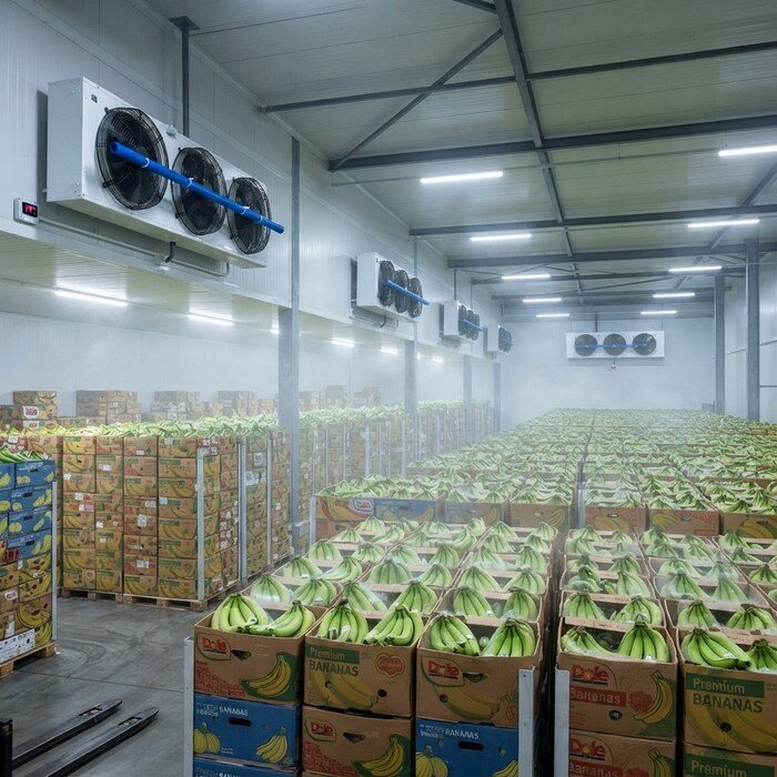 Ethylene absorber for commercial banana cold storage