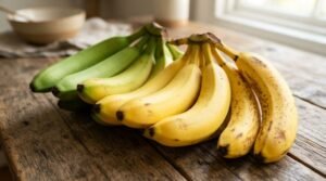 Home green and ripe bananas