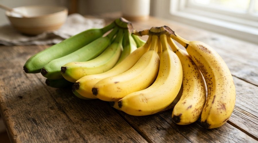 green and ripe bananas