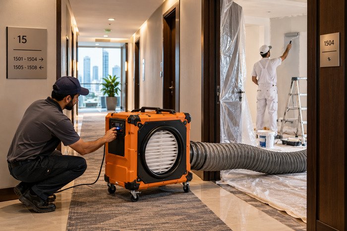 portable air scrubber tower management