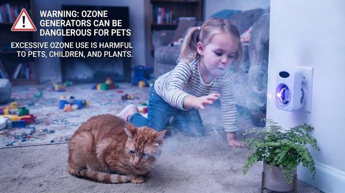 Ozone air purifier used for pet odors can be harmful to children and pets
